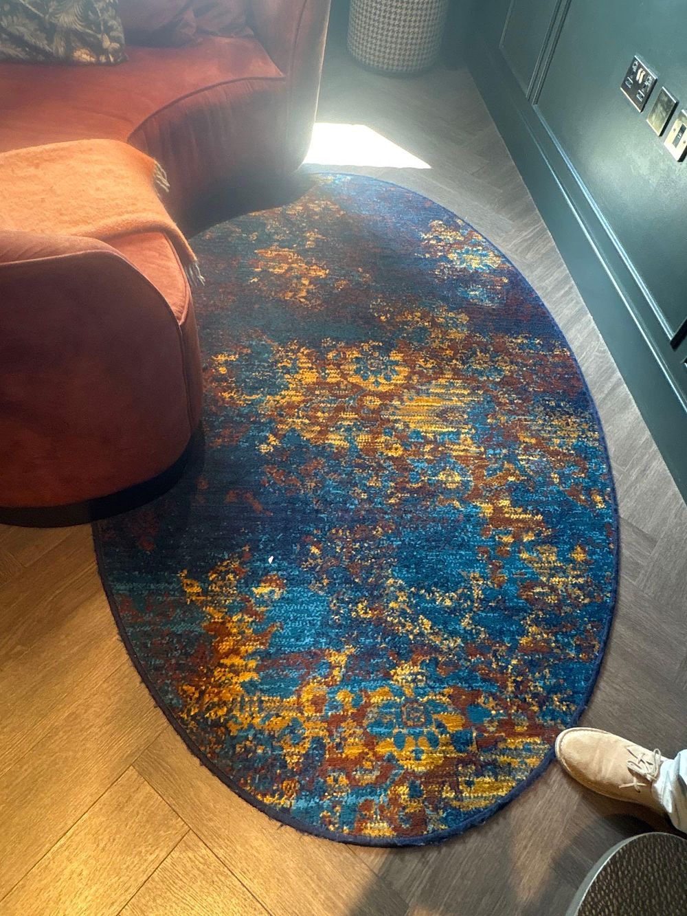 Lot 2016: Custom Abstract Oval Area Rug by Bergman Design House & Ulster Carpets Add a vibrant