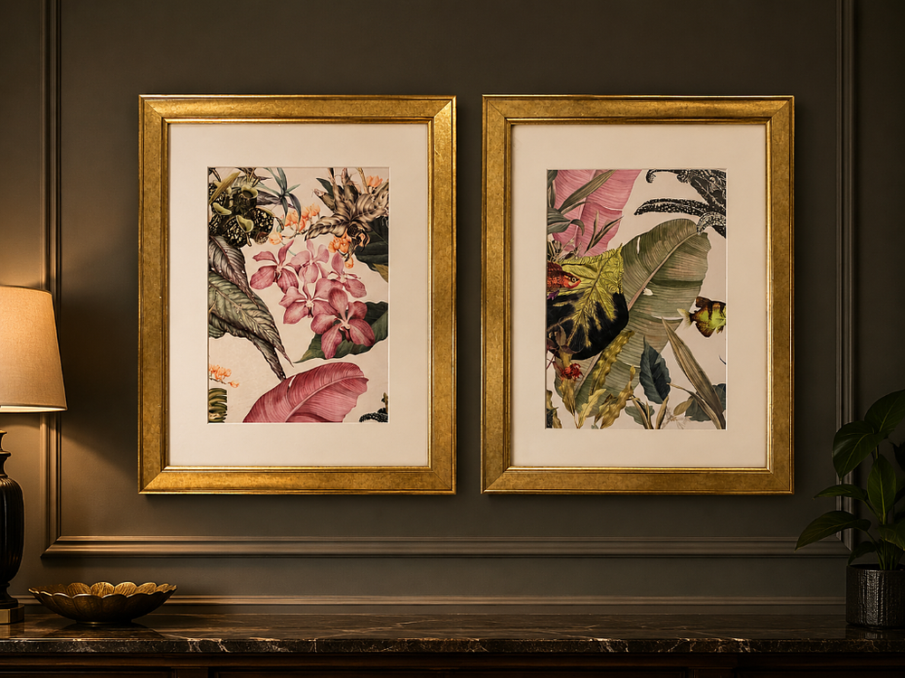 Lot 2444: 2 x framed wall art prints