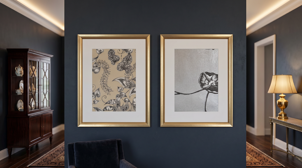 Lot 2452: 2 x framed wall art prints 43 x 33cm