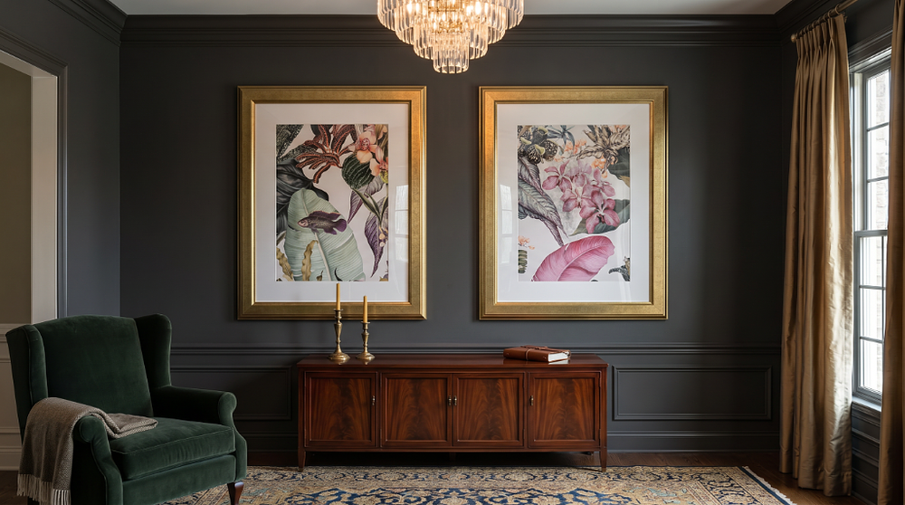 Lot 2454: 2 x framed wall art prints 43 x 33cm