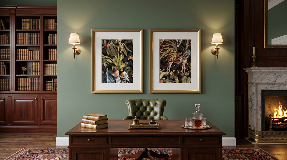 Lot 2459: 2 x framed wall art prints 43 x 33cm
