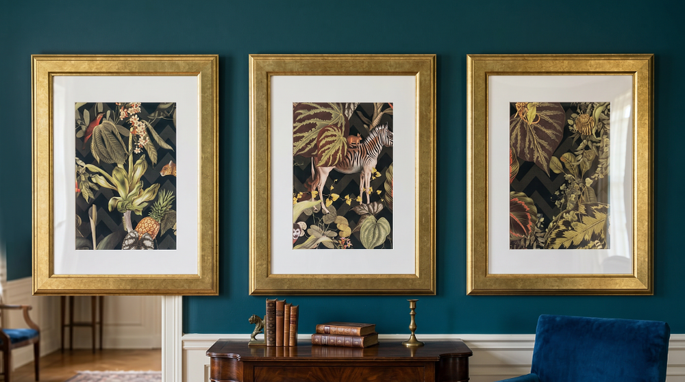 Lot 2504: 3 x framed wall art prints 43 x 33cm