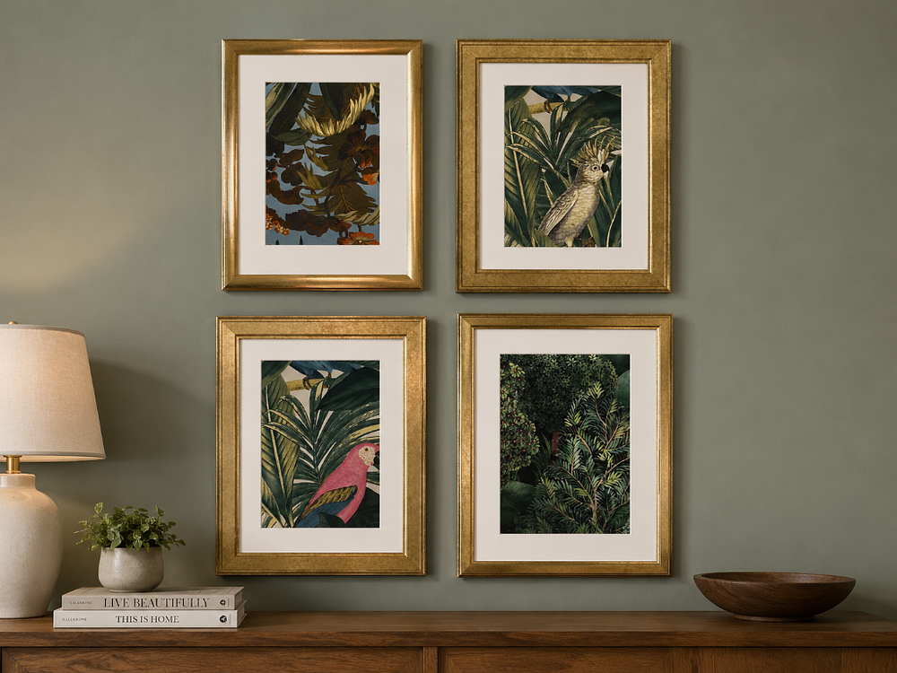 Lot 2512: 4 x framed wall art prints