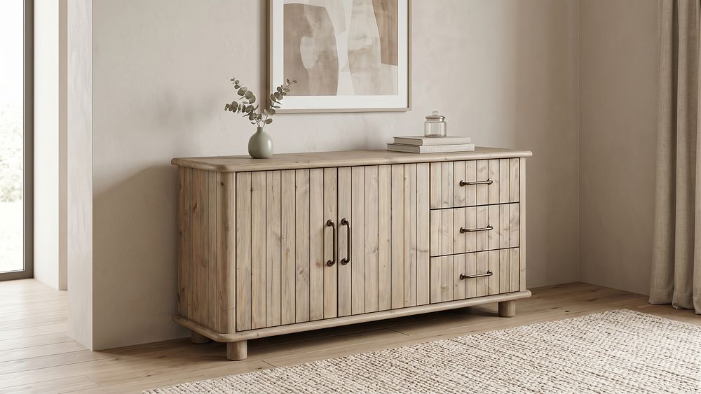Lot 235: * Bradley rustic sideboard built from solid recycled pine timber with natural grain variations