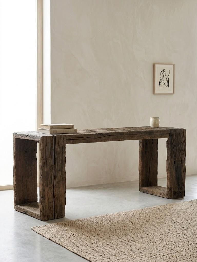 Lot 334: * Timothy Oulton Braveheart Console Table (220 x 46 x 76cm) in Battered Plank is a commanding