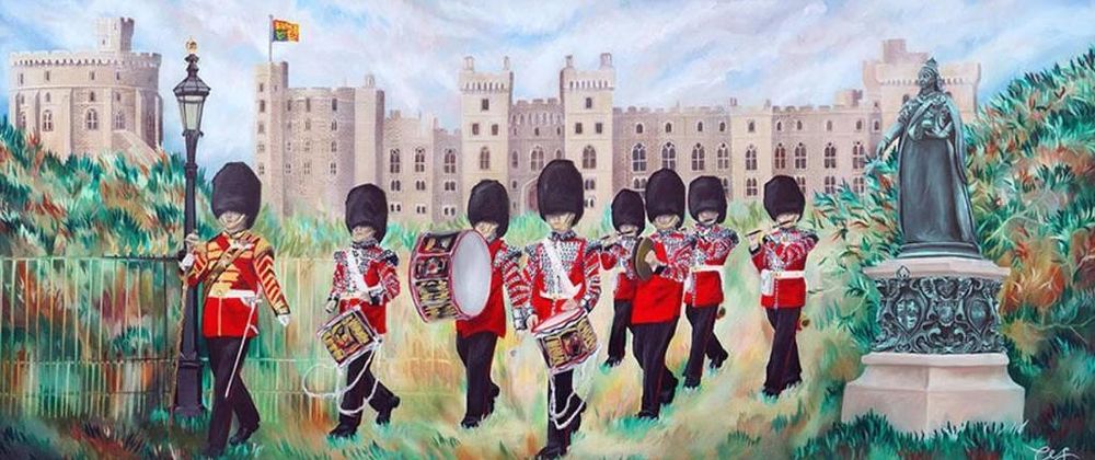 Lot 698: * Charlotte Sutton (British) panoramic giclee on canvas depicted an autumnal Windsor Castle