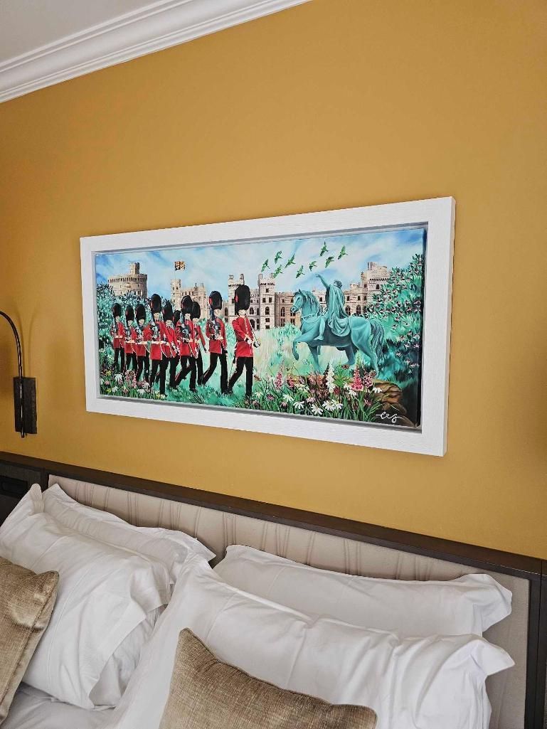 Lot 708: * Charlotte Sutton (British) panoramic giclee on canvas depicting springtime Windsor Castle