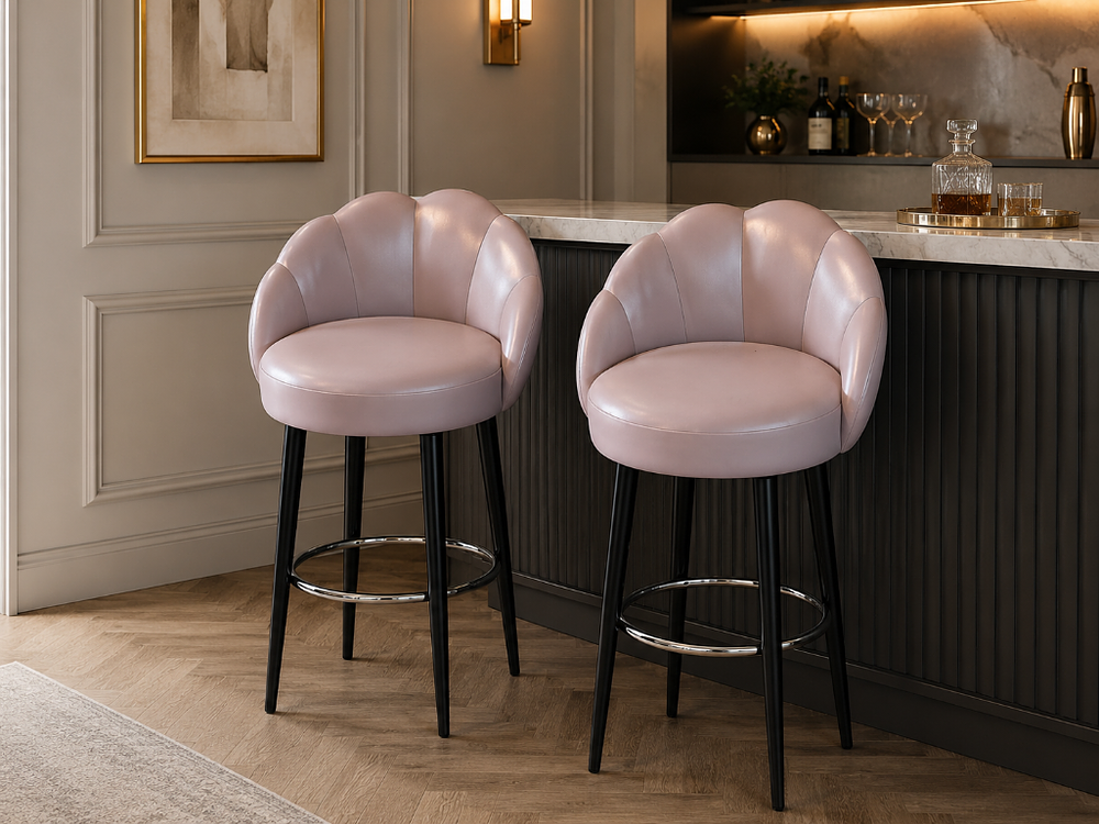 Lot 715: * A Pair of Munna Studio "Olympia" Haute Couture Bar Stools Inject an aura of pure haute couture