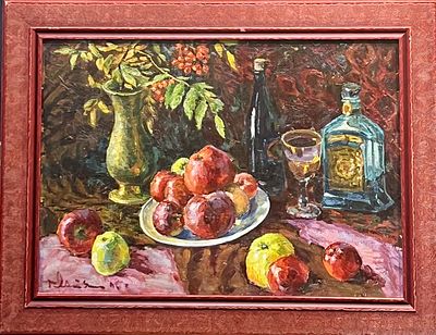 Летянин Виктор Фёдорович (1921–2009). Натюрморт с рябиной. 1996.