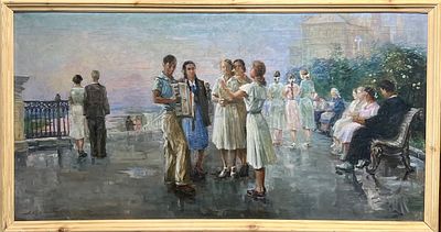 Суханов Александр Васильевич (1932 -2004). Выпускной бал на набережной Рязани.1956.