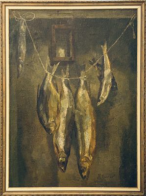 Попков Валентин Алексеевич (1941‐2009). Натюрморт с рыбой. 1980.