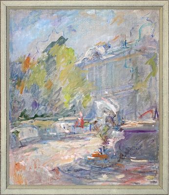 ЯШИН Павел Михайлович - &laquo;У Эрмитажа&raquo;, 1990-е гг. КОЛЛЕКЦИОННАЯ СОХРАННОСТЬ! Холст, смешанная 