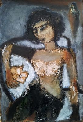 БАЛМАСОВ Алексей Викторович - &laquo;Девушка с цветком&raquo;, 2013 г. Очень хорошая сохранность! Бумага 