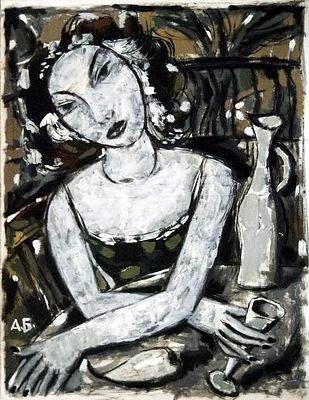 БАЛМАСОВ Алексей Викторович - &laquo;Грустная девушка&raquo;, 2013 г. Очень хорошая сохранность! Бумага 