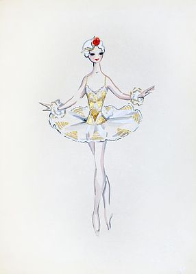 БРУНИ Татьяна Георгиевна - «Коломбина». Эскиз костюма к балету Р. Дриго «Арлекинада». МАЛЕГОТ 