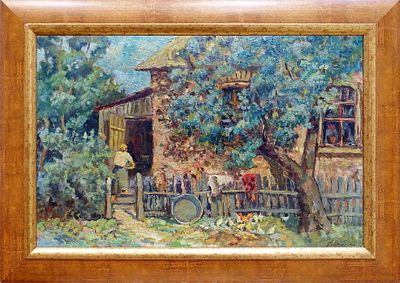 ОСМЁРКИН Александр Александрович - «Во дворе». 1952 г. РАБОТА МУЗЕЙНОГО УРОВНЯ! Очень хорошая 