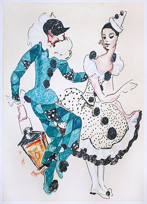 БРУНИ Татьяна Георгиевна - «Зеленый Арлекин в маске и Пьеретта», к.1980-х – 1990-е гг. 