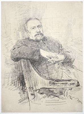 РЕПИН Илья Ефимович - &laquo;Портрет писателя Николая Семеновича Лескова&raquo;. 1889 г. РЕДКОСТЬ! Хорошая 