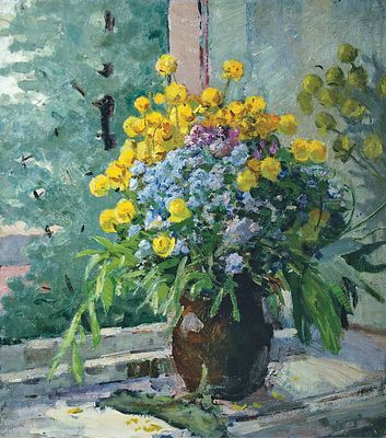 ОБОРИНА Галина Федоровна - &laquo;Купавки и незабудки&raquo;. к. 1950-х гг. РАБОТА МУЗЕЙНОГО УРОВНЯ! 