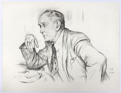 ВЕРЕЙСКИЙ Георгий Семёнович - &laquo;Портрет Самуила Борисовича Рысса&raquo;, 1949 г. БОЛЬШАЯ РЕДКОСТЬ! РАБОТА 