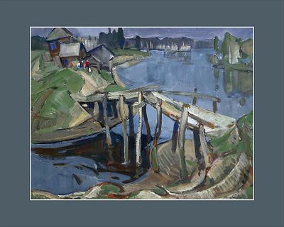 РЕПИН Александр Иванович - &laquo;Старый мостик&raquo;, 1973 г. РАБОТА МУЗЕЙНОГО УРОВНЯ! Очень хорошая 