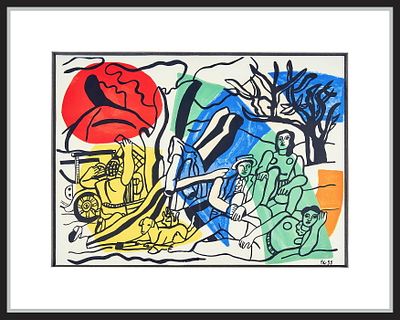 ЛЕЖЕ Фернан - &laquo;Пикник за городом. 1955&raquo; (La partie de campagne). Лист из журнала Derri&egrave;re le 