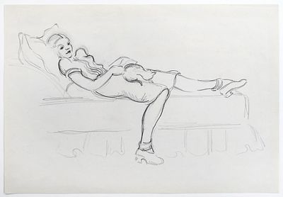 БРУНИ Татьяна Георгиевна - &laquo;Валя с кошкой&raquo;, к.1940-х гг. Очень хорошая сохранность! Бумага 