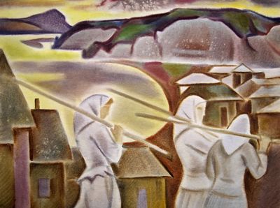 БОРИСОВ Иван Степанович - &laquo;Сплавщицы&raquo;, н.1980-х гг. РАБОТА МУЗЕЙНОГО УРОВНЯ! КОЛЛЕКЦИОННАЯ 