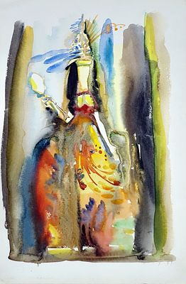 ФРЕНКЕЛЬ Анатолий Александрович - &laquo;Дама с зеркалом&raquo;, ок. 1990 г. КОЛЛЕКЦИОННАЯ СОХРАННОСТЬ! Бумага 