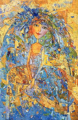 ШИРОКОВА Ольга Федоровна - &laquo;Принцесса&raquo;, 2002 г. КОЛЛЕКЦИОННАЯ СОХРАННОСТЬ! Картон (плотный), акрил 