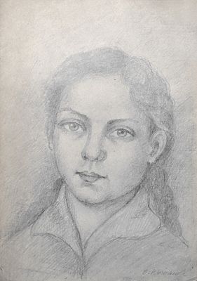 ПОТАПОВА Ольга Ананьевна - &laquo;Портрет Наташи&raquo;, 1963 г. БОЛЬШАЯ РЕДКОСТЬ! Очень хорошая сохранность. 