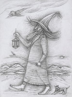 КОРЧЁМКИНА Наталья Александровна - &laquo;Фонарщик&raquo;. 2007 г. КОЛЛЕКЦИОННАЯ СОХРАННОСТЬ! Бумага 
