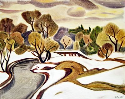 БОРИСОВ Иван Степанович - &laquo;Ранняя весна&raquo;, 1984 г. Очень хорошая сохранность! Бумага, акварель. 