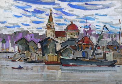 РЕПИН Александр Иванович - &laquo;Бондюг&raquo;, 1970 г. Очень хорошая сохранность! Картон, темпера. 53х75,5 