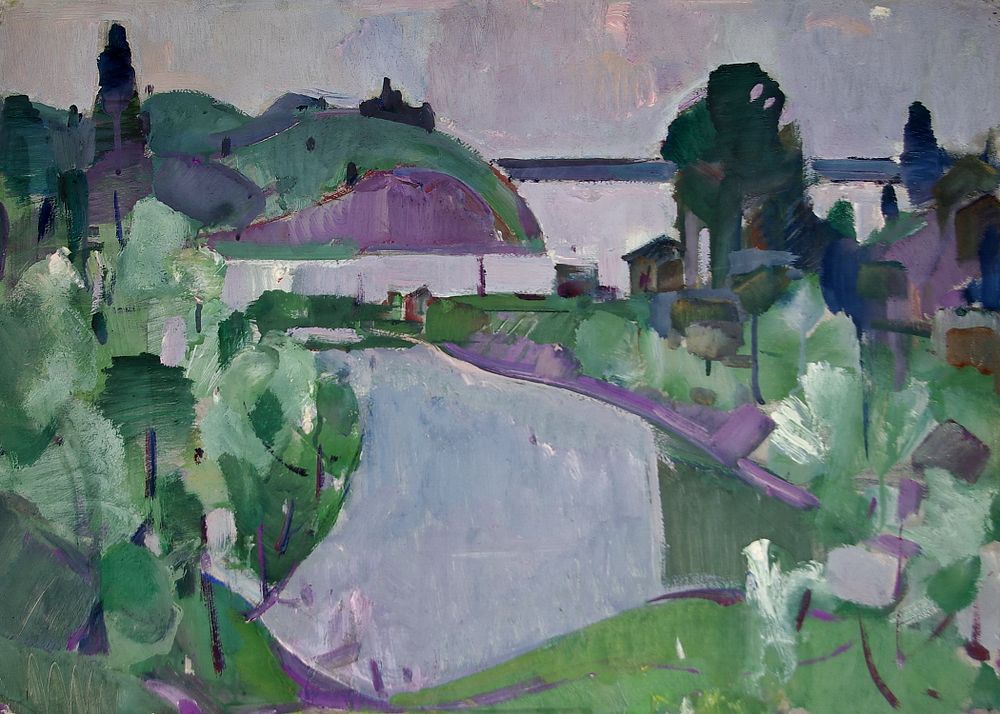 РЕПИН Александр Иванович - &laquo;В заливе&raquo;, 1970 г. Очень хорошая сохранность! Картон, темпера. 50х70 