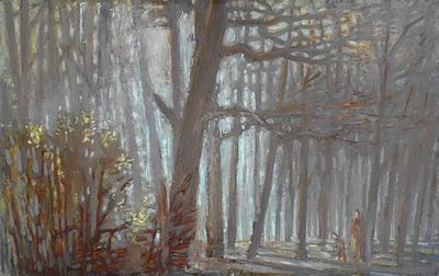 ФИЛИМОНОВ Анатолий Георгиевич - &laquo;Прогулка в парке&raquo;, 1991 г. КОЛЛЕКЦИОННАЯ СОХРАННОСТЬ! Картон 