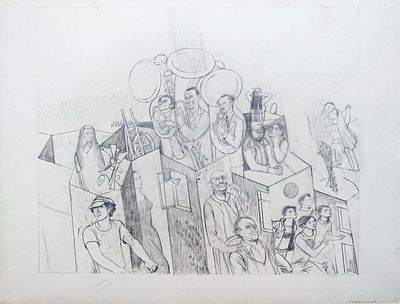 ЧАРЫШНИКОВ Юрий Иванович - &laquo;Майские гимны&raquo;, 1978 г. УНИКАЛЬНЫЙ ЛИСТ! Подготовительный рисунок к 