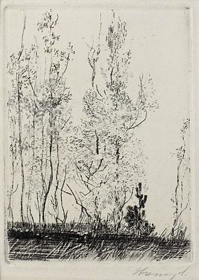ЗВОНЦОВ Василий Михайлович - &laquo;Осинки&raquo;, 1974 г. КОЛЛЕКЦИОННАЯ СОХРАННОСТЬ! Бумага, сухая игла 