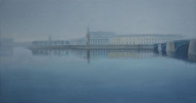 НИКОЛАЕВ Константин Николаевич - &laquo;Туман&raquo;. Из серии &laquo;Нева&raquo;. 2014. Очень хорошая сохранность! Холст 