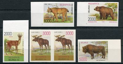 1995 г. Беларусь. Беззубцовые марки + пара. Полная серия марок.