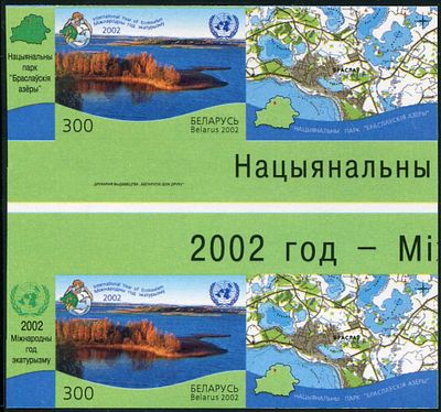 2002 г. Беларусь. Международный год экотуризм. Беззубцовая пара марок.
