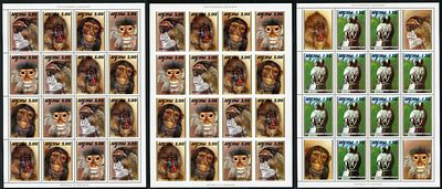 2000 г. Республика Абхазия. Сухумский обезьяний питомник. Mi Klb.451 A,Klb.452 -455 A,B.