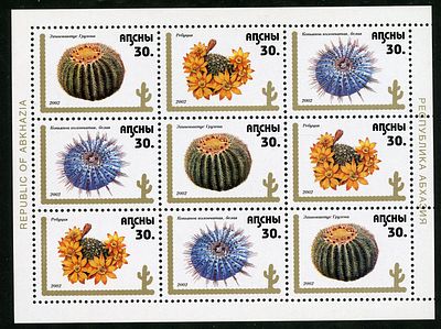 2002 г. Республика Абхазия. Кактусы (III). Mi Klb.523-525 А.
