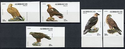 1994 г. Азербайджан. Хищные птицы. Mi 172-176 В.
