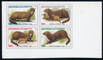 1998 г. Грузия. Беззубцовый почтовый блок. Штемпель на обратной стороне.