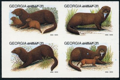 1998 г. Грузия. Беззубцовый почтовый блок. Штемпель на обратной стороне.