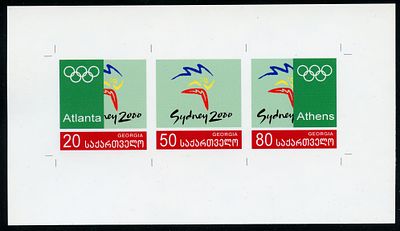 2000 г. Грузия. XXVII летние Олимпийские игры в Сиднее. Беззубцовый коллектив блок. Штемпель на 