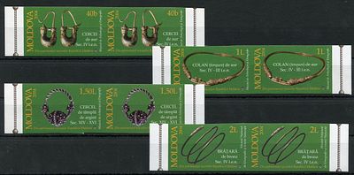 2004 г. Молдова. Древние украшения. Mi 497-500. Беззубцовые пары марок.