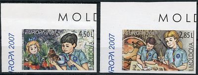 2007 г. Молдова. EUROPA. 100 лет скаутскому движению. Mi 582-583. Беззубцовая серия марок.