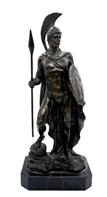 Римский воин с копьем и щитом. Статуэтка. Бронза. Размер 33 х 14 х 10 см.